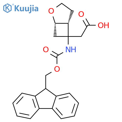 rac-2-(1R,5S)-6-({(9H-fluoren-9-yl)methoxycarbonyl}amino)-2-oxabicyclo3.2.0heptan-6-ylacetic acid structure