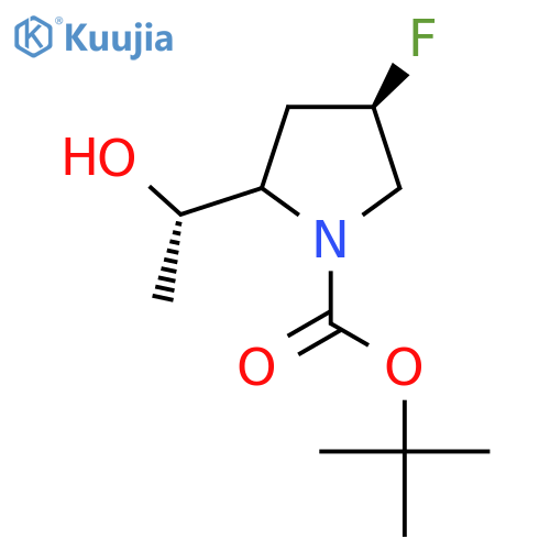tert-butyl (4R)-4-fluoro-2-(1S)-1-hydroxyethylpyrrolidine-1-carboxylate structure