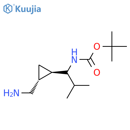 rac-tert-butyl N-{1-(1R,2R)-2-(aminomethyl)cyclopropyl-2-methylpropyl}carbamate structure