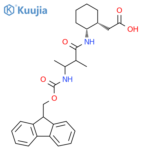 rac-2-(1R,2R)-2-3-({(9H-fluoren-9-yl)methoxycarbonyl}amino)-2-methylbutanamidocyclohexylacetic acid structure