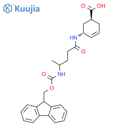 rac-(1R,5S)-5-4-({(9H-fluoren-9-yl)methoxycarbonyl}amino)pentanamidocyclohex-3-ene-1-carboxylic acid structure