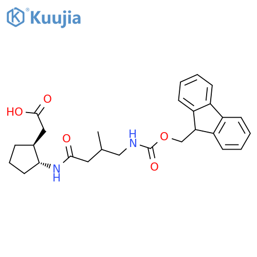 rac-2-(1R,2S)-2-4-({(9H-fluoren-9-yl)methoxycarbonyl}amino)-3-methylbutanamidocyclopentylacetic acid structure