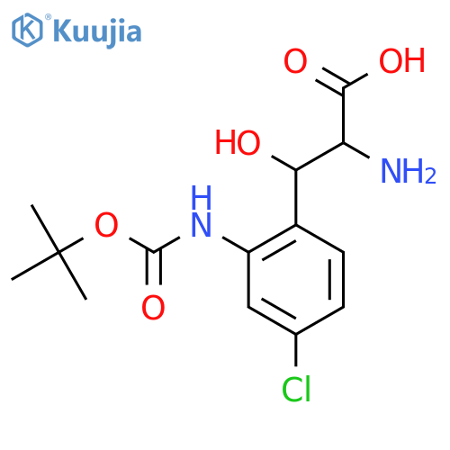 2-amino-3-(2-{(tert-butoxy)carbonylamino}-4-chlorophenyl)-3-hydroxypropanoic acid structure