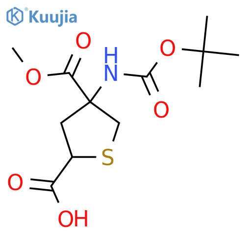 4-{[(Tert-butoxy)carbonyl]amino}-4-(methoxycarbonyl)thiolane-2-carboxylic acid structure