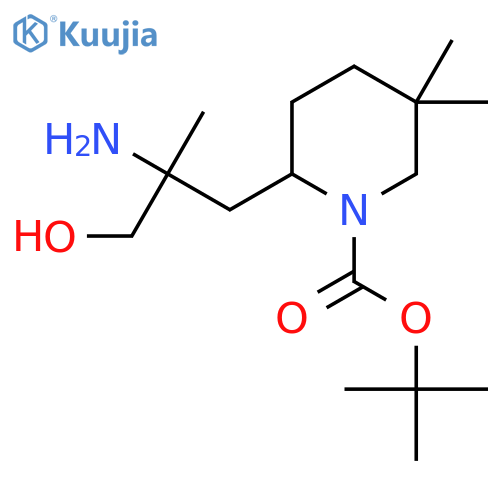 tert-butyl 2-(2-amino-3-hydroxy-2-methylpropyl)-5,5-dimethylpiperidine-1-carboxylate structure