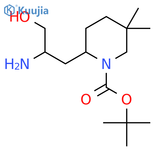 tert-butyl 2-(2-amino-3-hydroxypropyl)-5,5-dimethylpiperidine-1-carboxylate structure