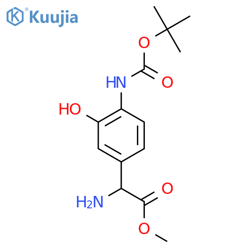 methyl 2-amino-2-(4-{(tert-butoxy)carbonylamino}-3-hydroxyphenyl)acetate structure