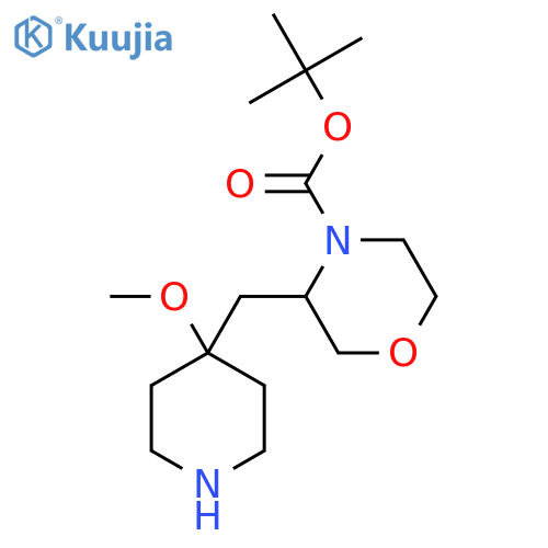 tert-butyl 3-(4-methoxypiperidin-4-yl)methylmorpholine-4-carboxylate structure