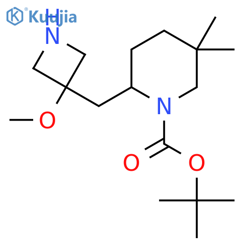 tert-butyl 2-(3-methoxyazetidin-3-yl)methyl-5,5-dimethylpiperidine-1-carboxylate structure