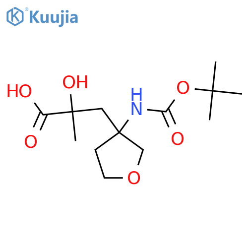 3-(3-{(tert-butoxy)carbonylamino}oxolan-3-yl)-2-hydroxy-2-methylpropanoic acid structure