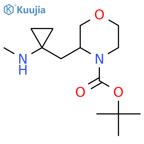 tert-butyl 3-{1-(methylamino)cyclopropylmethyl}morpholine-4-carboxylate structure
