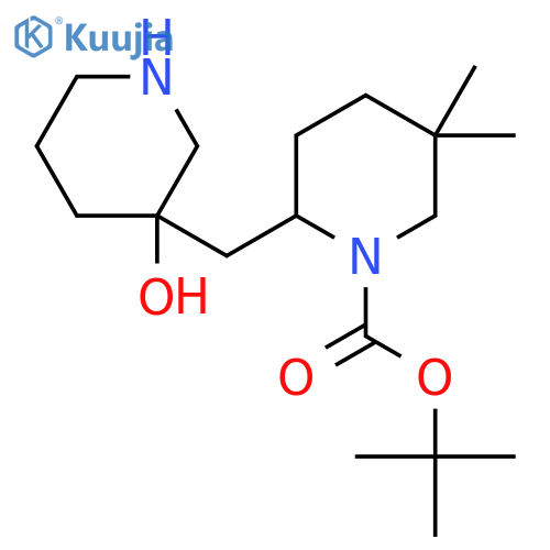 tert-butyl 2-(3-hydroxypiperidin-3-yl)methyl-5,5-dimethylpiperidine-1-carboxylate structure