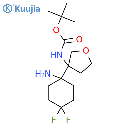 tert-butyl N-3-(1-amino-4,4-difluorocyclohexyl)oxolan-3-ylcarbamate structure
