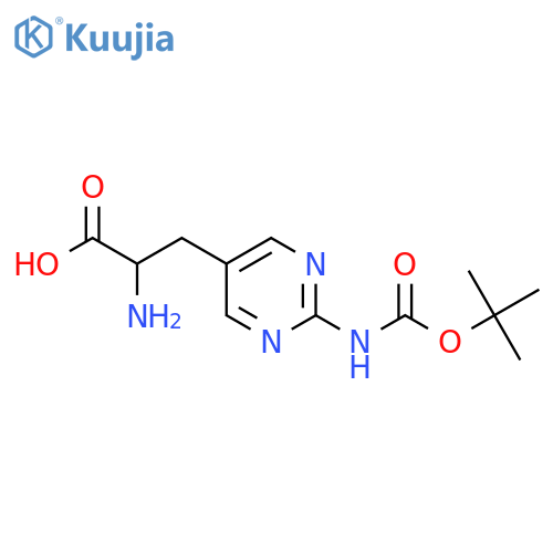 2-amino-3-(2-{(tert-butoxy)carbonylamino}pyrimidin-5-yl)propanoic acid structure