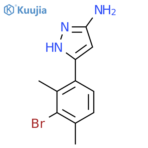 5-(3-bromo-2,4-dimethylphenyl)-1H-pyrazol-3-amine structure