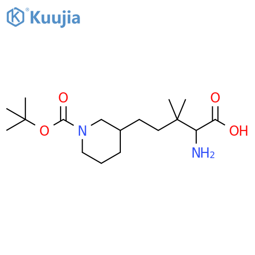 2-amino-5-{1-(tert-butoxy)carbonylpiperidin-3-yl}-3,3-dimethylpentanoic acid structure