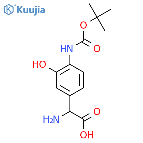 2-amino-2-(4-{(tert-butoxy)carbonylamino}-3-hydroxyphenyl)acetic acid structure