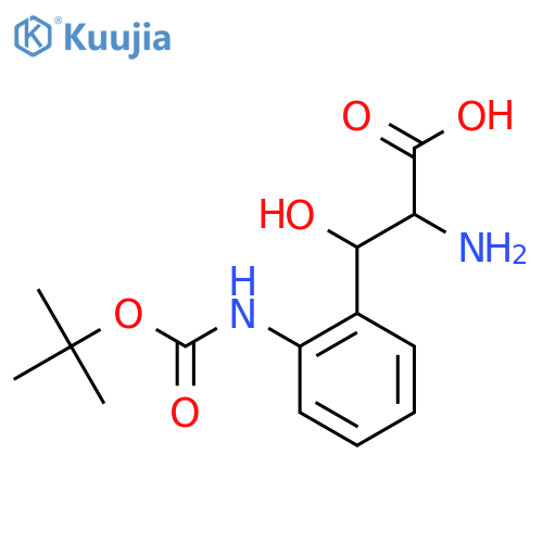 2-amino-3-(2-{(tert-butoxy)carbonylamino}phenyl)-3-hydroxypropanoic acid structure