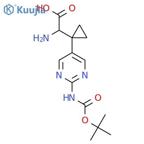 2-amino-2-1-(2-{(tert-butoxy)carbonylamino}pyrimidin-5-yl)cyclopropylacetic acid structure