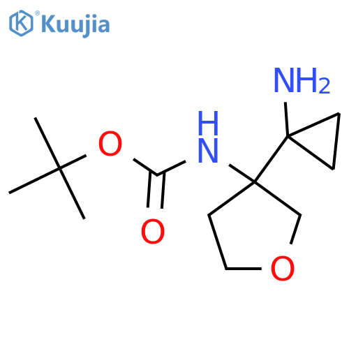 tert-butyl N-3-(1-aminocyclopropyl)oxolan-3-ylcarbamate structure