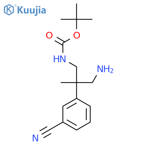 tert-butyl N-3-amino-2-(3-cyanophenyl)-2-methylpropylcarbamate structure