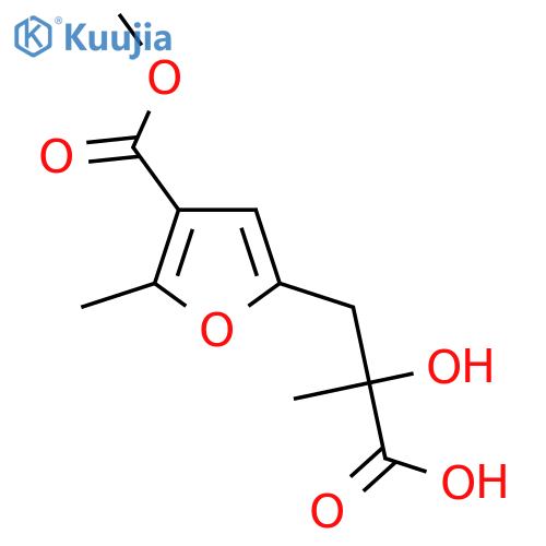 2-hydroxy-3-4-(methoxycarbonyl)-5-methylfuran-2-yl-2-methylpropanoic acid structure