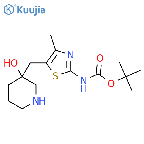 tert-butyl N-{5-(3-hydroxypiperidin-3-yl)methyl-4-methyl-1,3-thiazol-2-yl}carbamate structure