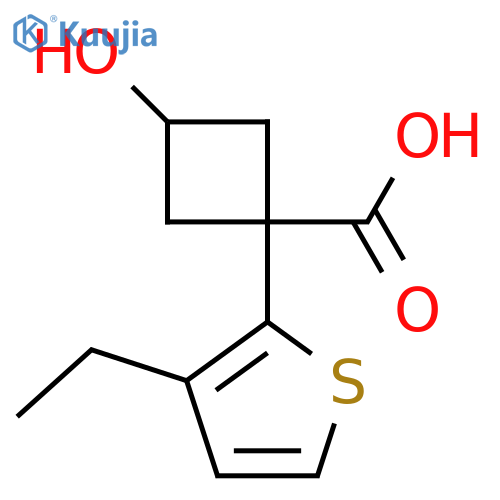 1-(3-ethylthiophen-2-yl)-3-hydroxycyclobutane-1-carboxylic acid structure