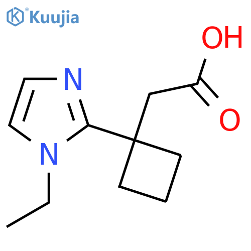 2-1-(1-ethyl-1H-imidazol-2-yl)cyclobutylacetic acid structure
