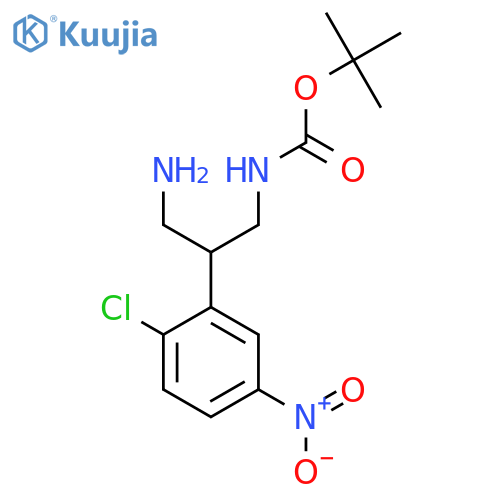 tert-butyl N-3-amino-2-(2-chloro-5-nitrophenyl)propylcarbamate structure