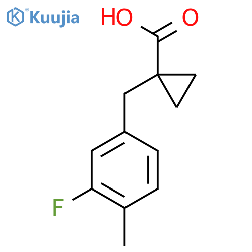 1-(3-fluoro-4-methylphenyl)methylcyclopropane-1-carboxylic acid structure