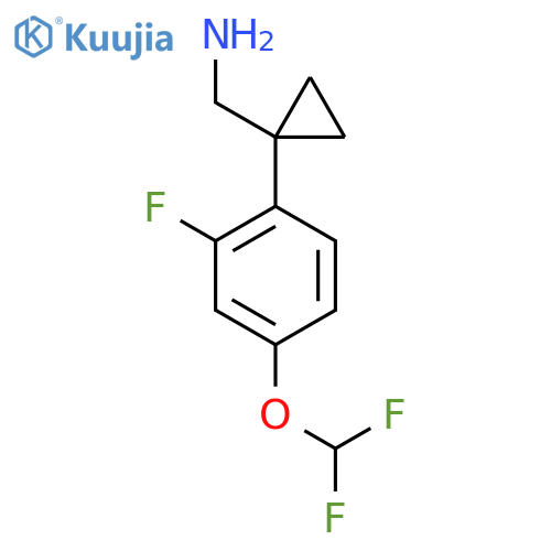 {1-4-(difluoromethoxy)-2-fluorophenylcyclopropyl}methanamine structure