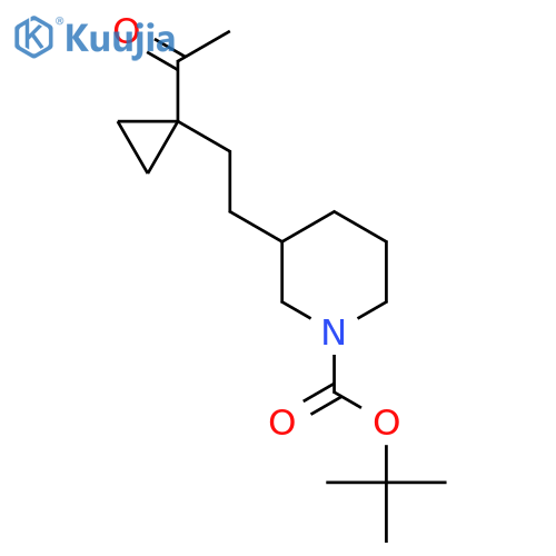 tert-butyl 3-2-(1-acetylcyclopropyl)ethylpiperidine-1-carboxylate structure