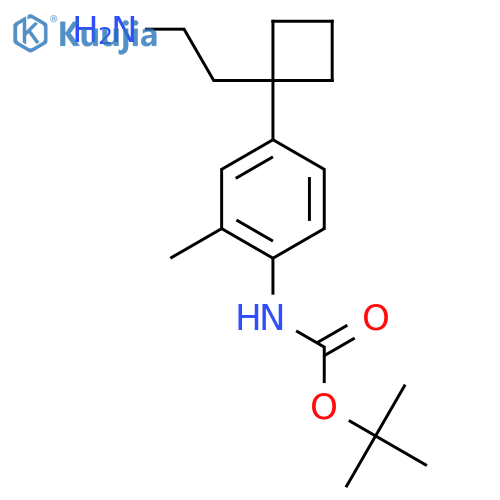 tert-butyl N-{4-1-(2-aminoethyl)cyclobutyl-2-methylphenyl}carbamate structure