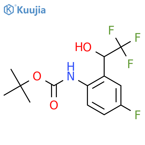 tert-butyl N-4-fluoro-2-(2,2,2-trifluoro-1-hydroxyethyl)phenylcarbamate structure