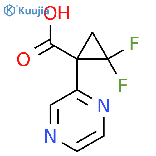 2,2-difluoro-1-(pyrazin-2-yl)cyclopropane-1-carboxylic acid structure