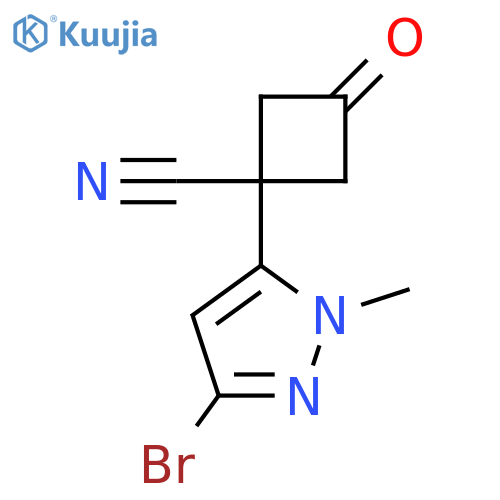 1-(3-bromo-1-methyl-1H-pyrazol-5-yl)-3-oxocyclobutane-1-carbonitrile structure