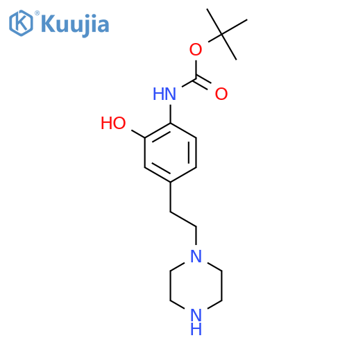 tert-butyl N-{2-hydroxy-4-2-(piperazin-1-yl)ethylphenyl}carbamate structure