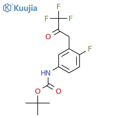 tert-butyl N-4-fluoro-3-(3,3,3-trifluoro-2-oxopropyl)phenylcarbamate structure