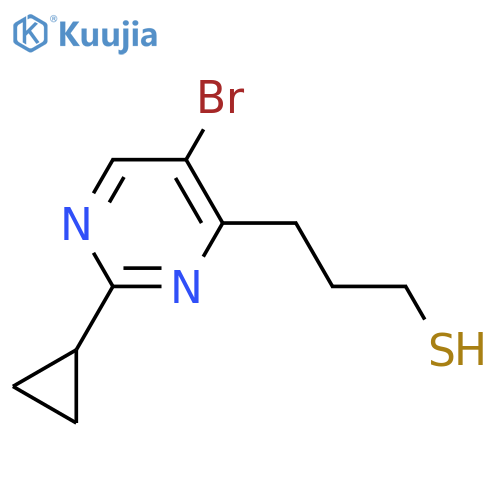 3-(5-bromo-2-cyclopropylpyrimidin-4-yl)propane-1-thiol structure