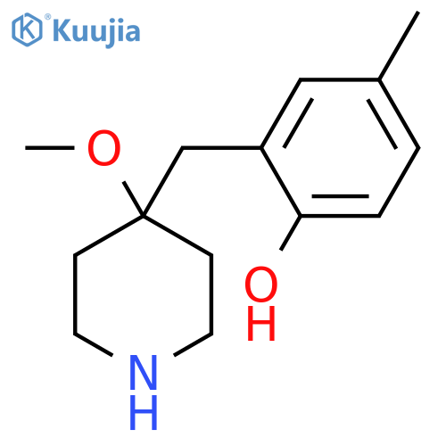 2-(4-methoxypiperidin-4-yl)methyl-4-methylphenol structure