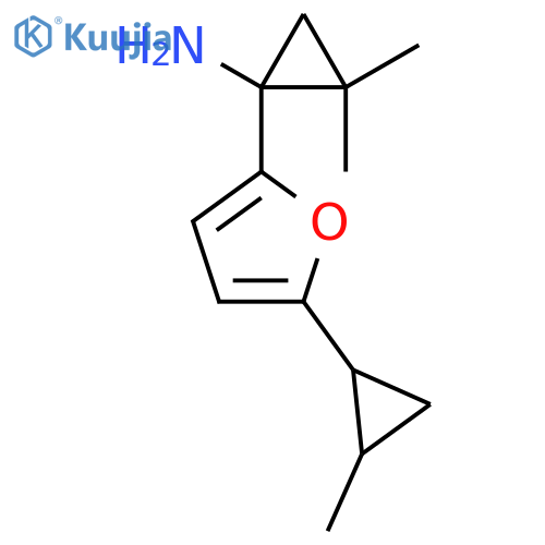 2,2-dimethyl-1-5-(2-methylcyclopropyl)furan-2-ylcyclopropan-1-amine structure