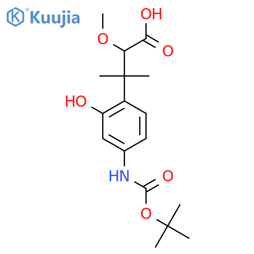 3-(4-{(tert-butoxy)carbonylamino}-2-hydroxyphenyl)-2-methoxy-3-methylbutanoic acid structure