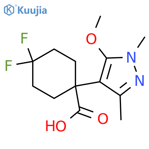 4,4-difluoro-1-(5-methoxy-1,3-dimethyl-1H-pyrazol-4-yl)cyclohexane-1-carboxylic acid structure