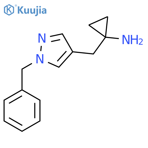 1-(1-benzyl-1H-pyrazol-4-yl)methylcyclopropan-1-amine structure