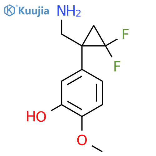 5-1-(aminomethyl)-2,2-difluorocyclopropyl-2-methoxyphenol structure