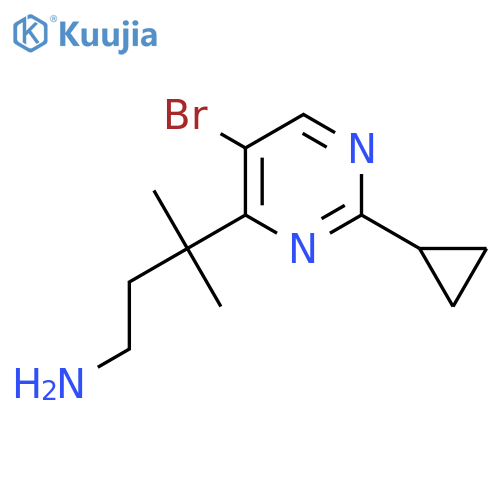 3-(5-bromo-2-cyclopropylpyrimidin-4-yl)-3-methylbutan-1-amine structure