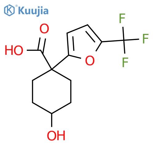 4-hydroxy-1-5-(trifluoromethyl)furan-2-ylcyclohexane-1-carboxylic acid structure