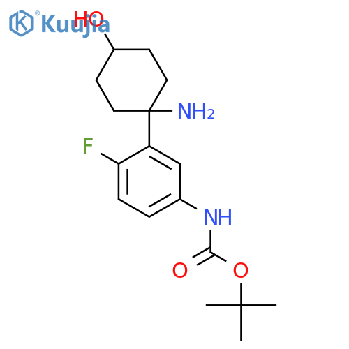 tert-butyl N-3-(1-amino-4-hydroxycyclohexyl)-4-fluorophenylcarbamate structure