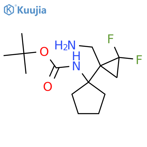 tert-butyl N-{1-1-(aminomethyl)-2,2-difluorocyclopropylcyclopentyl}carbamate structure